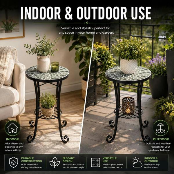 35cm Leaf Mosaic Plant Stand/Side Table image 5