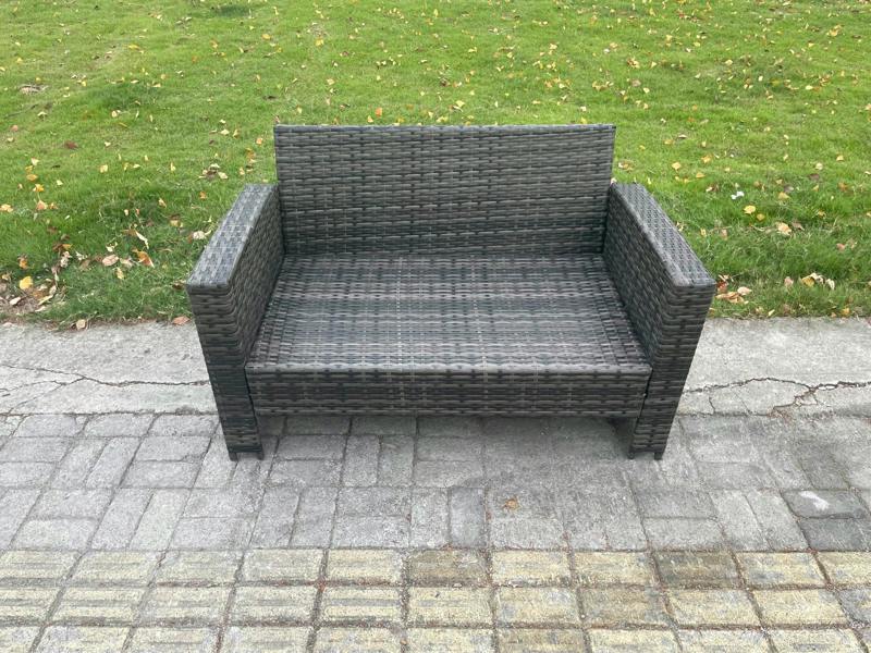 Fimous High Back Rattan 2 Seater Loveseat Sofa Double Seat Patio Outdoor Garden Furniture With Thick Seat And Back Cushion