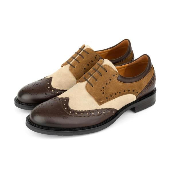 Embassy London Toledo - Brown, Cream & Tan - Men's Leather & Suede Oxford Shoe