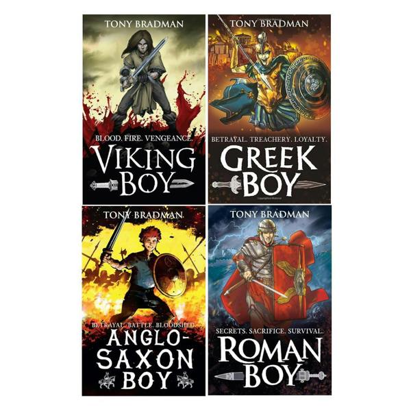 Tony Bradman Historical Adventures Collection 4 Books Set (Viking Boy, Greek Boy, Anglo-Saxon Boy & Roman Boy)