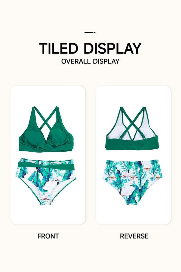 Living and Home Two Piece Swimsuits Bikini Set - Green