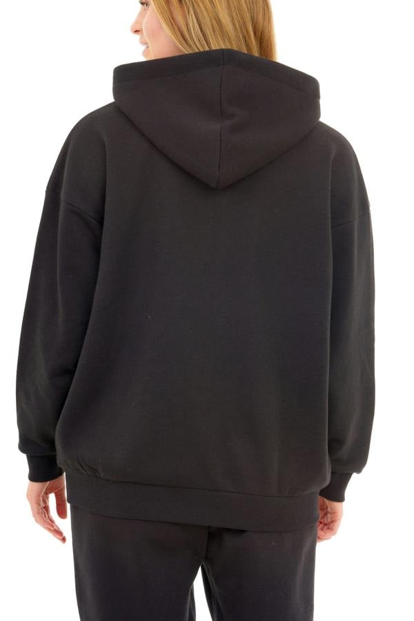 Smart Living Basic Womens Oversized Zip Through Hoodie - Black