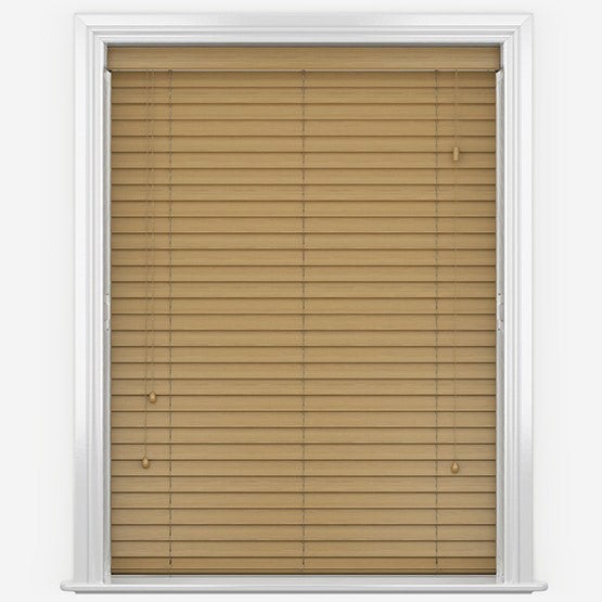 NewEdgeBlinds 100cm Sahara Oak Faux Wood Fine Grain Venetian Blinds with Strings