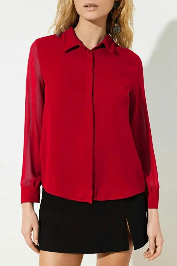 WOVCOR Woven Shirt with Transparent Sleeves