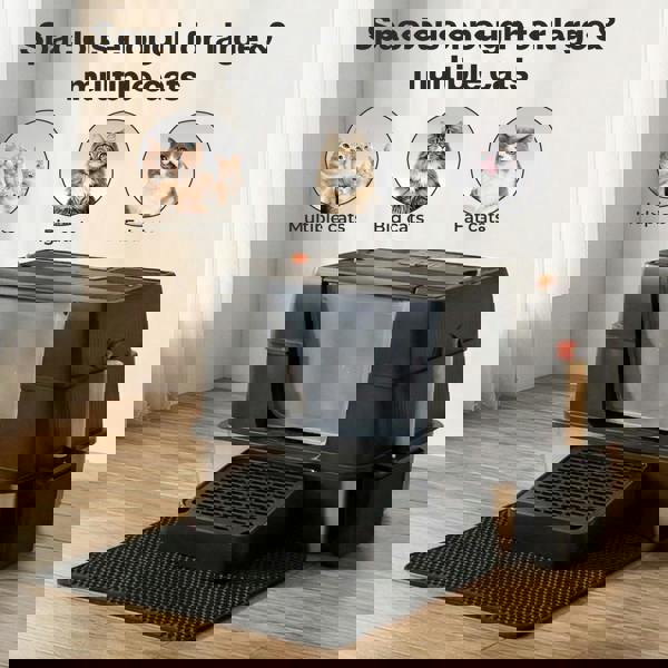 Skylos Cat Litter Box Enclosed Stainless Steel Litter Tray Hooded Covered Toilet