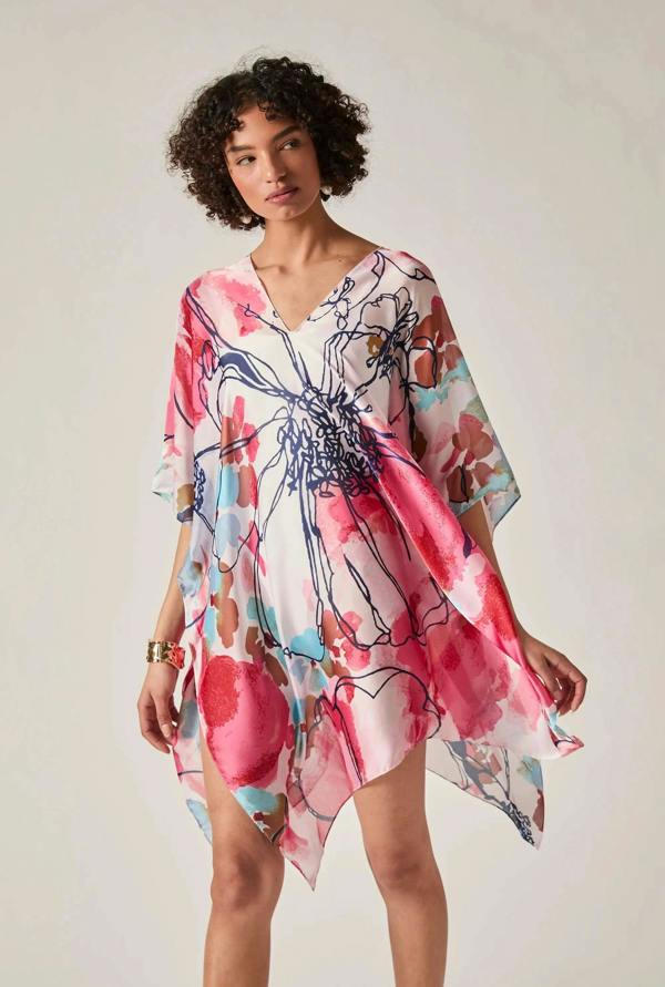 James Lakeland Red Floral Sketch Kaftan