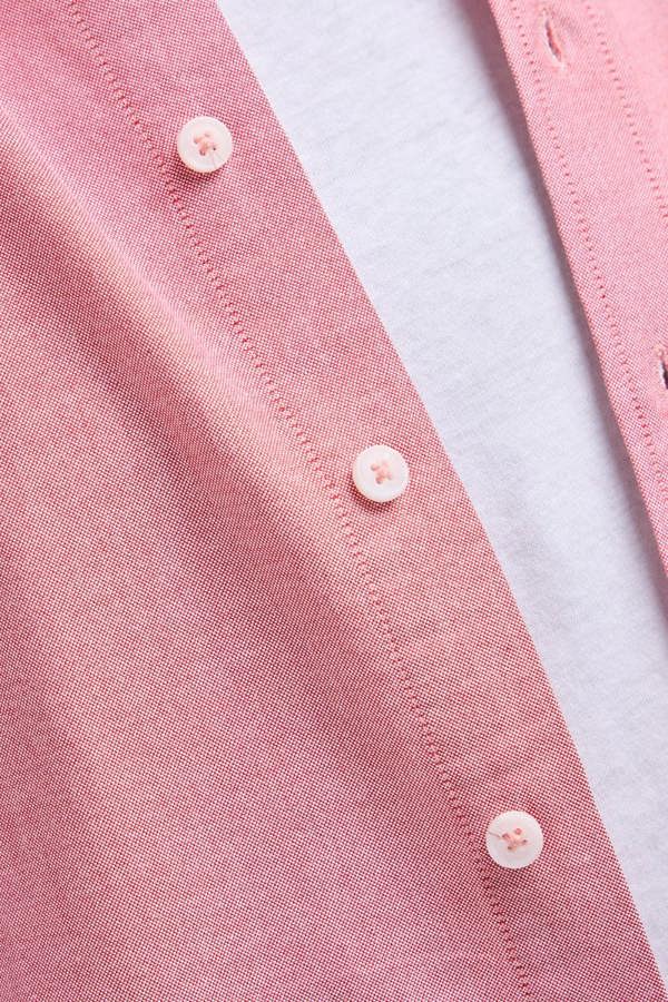 Coral Button-Down Collar Washed Oxford Shirt