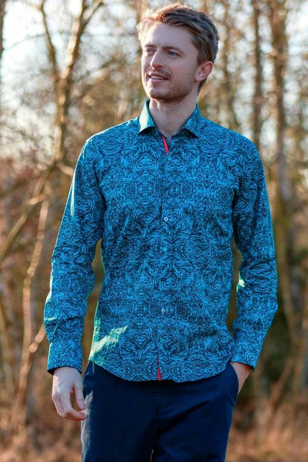 WAVY ORNAMENTS PRINT SHIRT – Premium Men's Patterned Shirt by Claudio Lugli | Bold Design, Tailored Fit, Best Printed Shirts