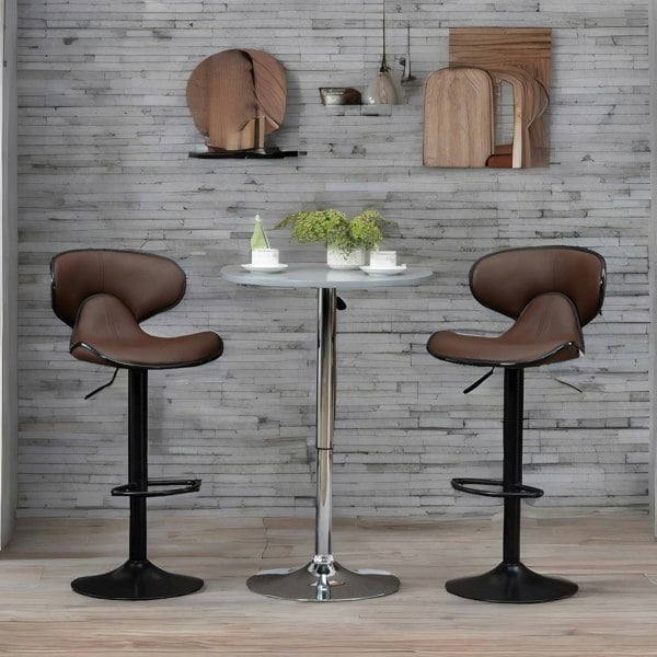 Rafaelo Mobilia Set Of 2 Brown Adjustable Swivel & Adjustable Height