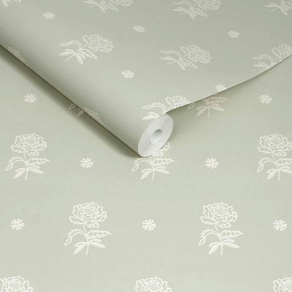 Cath Kidston Spitalfield Bunches Wallpaper | Sage