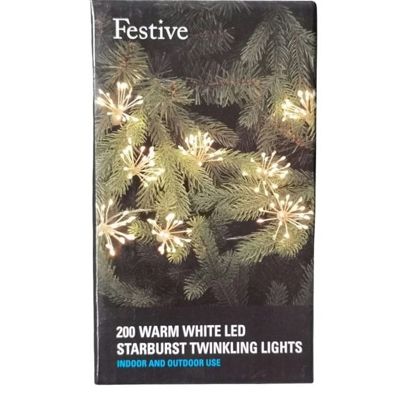 Samuel Alexander Festive Christmas 10 Warm White LED Twinkling Starburst Lights