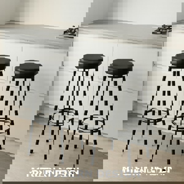 Rafaelo Mobilia Set of 2 Kitchen Counter Height Breakfast Bar Stools Black