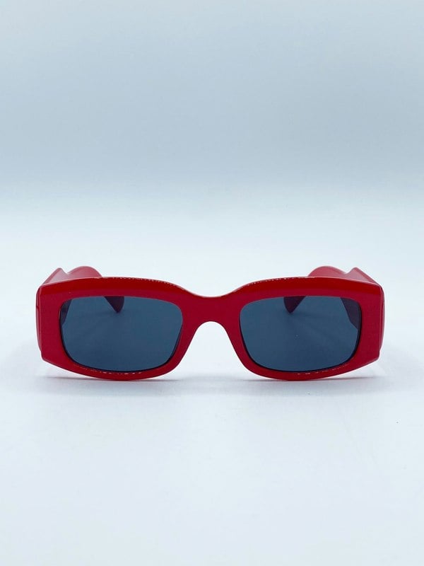SVNX Chunky Rectangle Sunglasses in Red