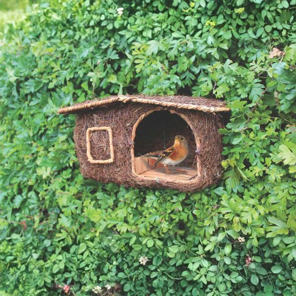 smartbies Cabin Bird Nester Wooden Hanging Nest Box for Garden Birds