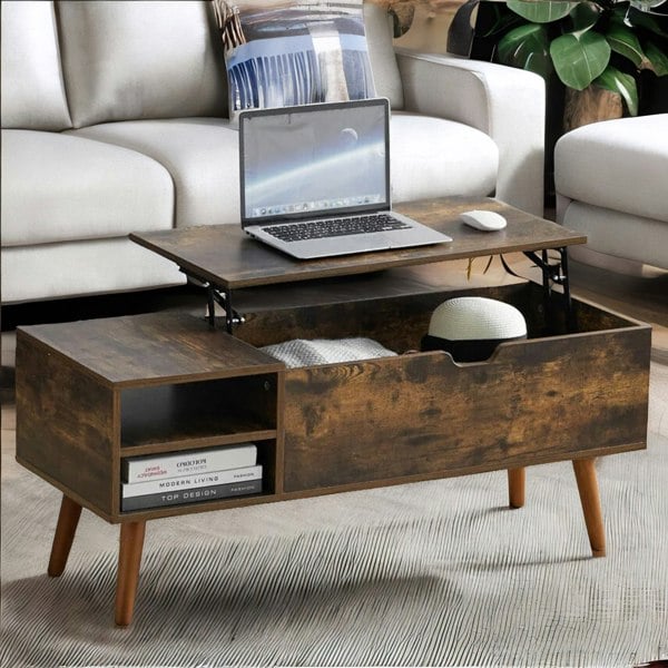 Rafaelo Mobilia Wooden Lift Top Coffee Table With Hidden Storage