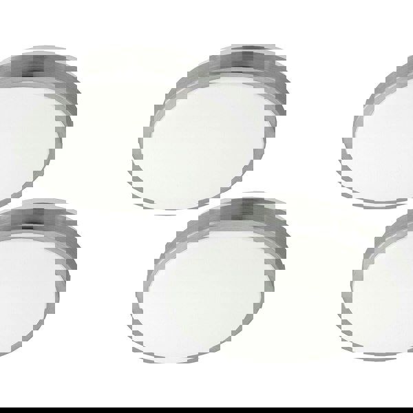 2 PACK Wall Flush Ceiling Light White Shade White Satined Nickel Plastic LED 23W Loops