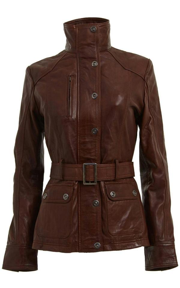 Infinity Leather Womens Military Style Leather Biker Jacket-Phoenix