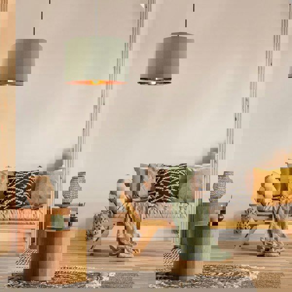 Olive Green Cotton 20" Floor/Pendant Lampshade with Shiny Copper Inner Image 7