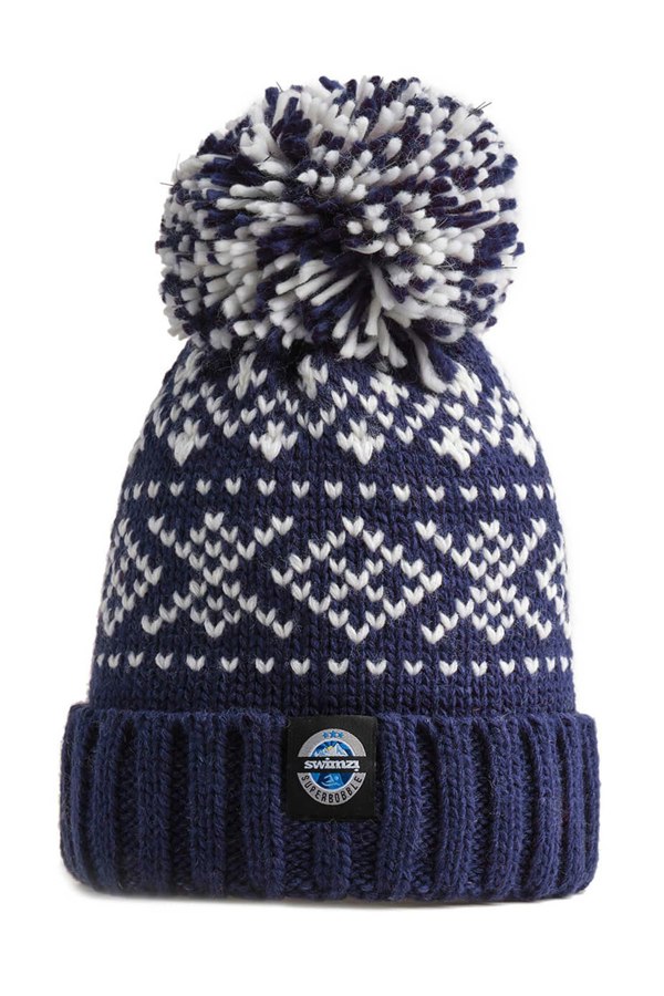 SuperBobble Swimzi Navy Nordic Knit Beanie Hat