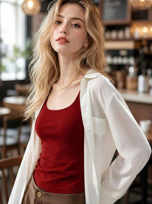 Anniou Silk Square Neck Camisole