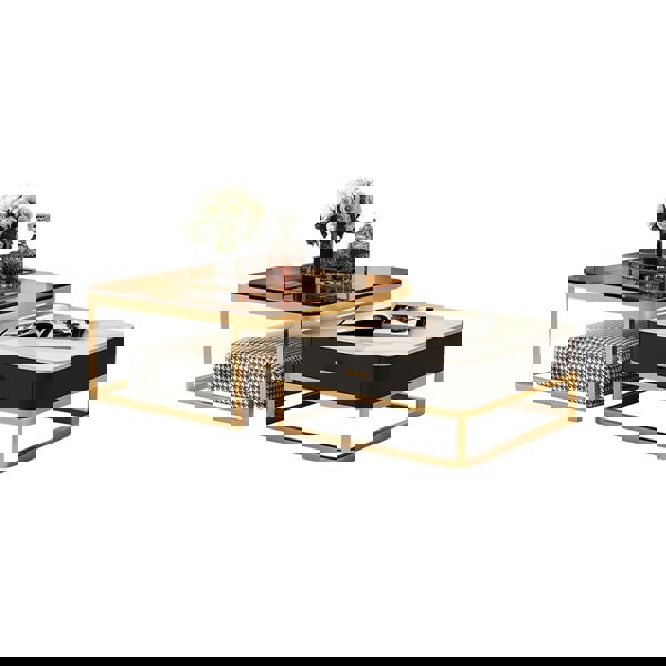 Horace Square Coffee Table, Tan & White-Ritconcept-Rit Concept