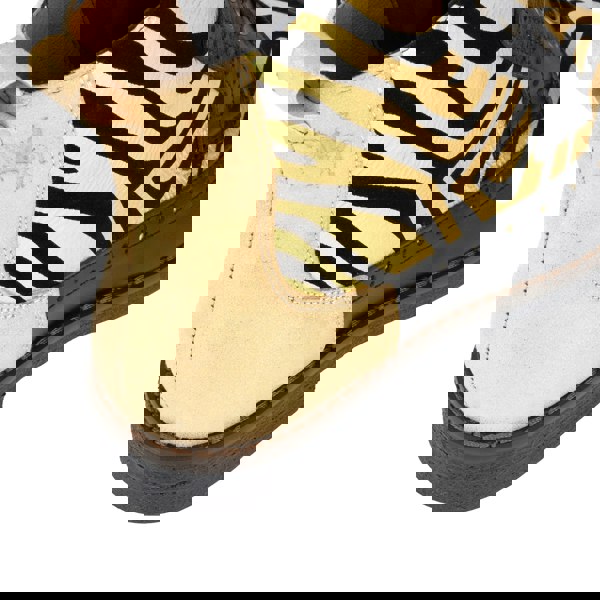 Embassy London Hatter - Black & Gold Stripes - Women's Leather Ankle Lace-up Boot with gold foil zebra stripes