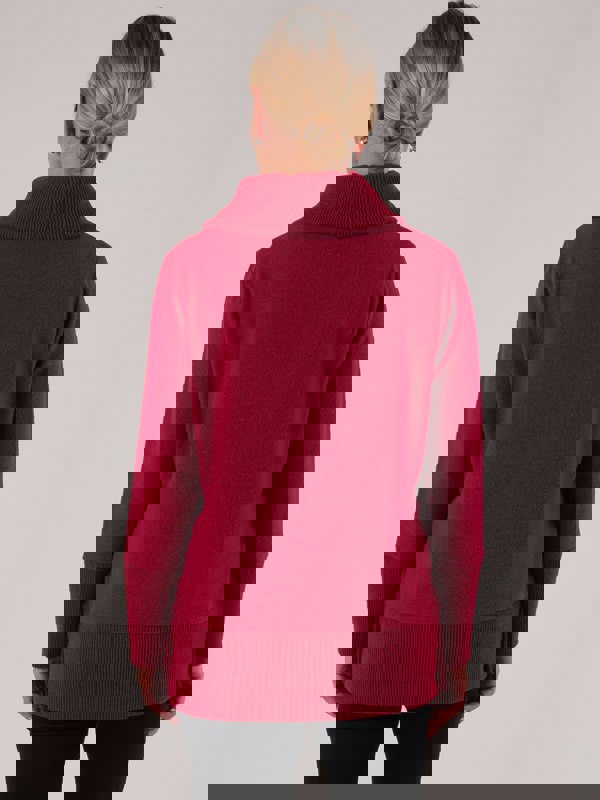 PennyPlain Rib Hem Cowl Tunic - Berry