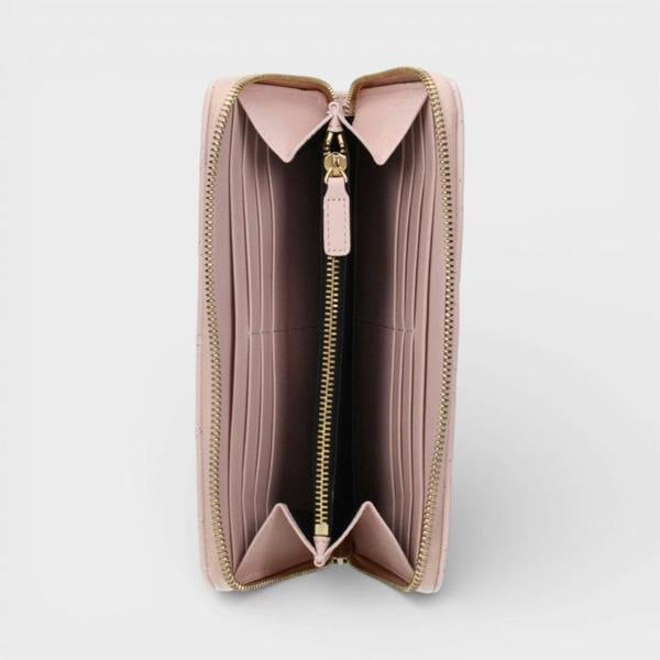 Versace Zip Around Wallet Quilted Lamb Leather Pink