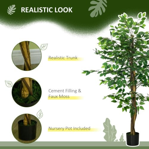 Wyld Haus Larane Artificial Ficus Style Tree With Stabilised Pot Base In Green