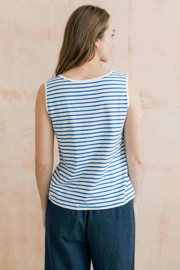 Lily & Me Haze Buttoned Cobalt Stripe Vest