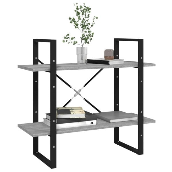 Berkfield 2-Tier Book Cabinet Grey Sonoma 80x30x70 cm Engineered Wood