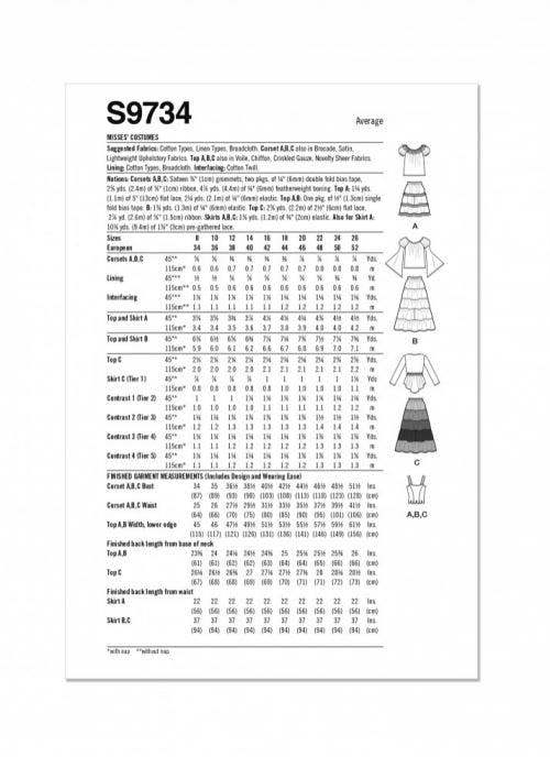 Simplicity Sewing Pattern 9734, Costumes for Women, K5 (8-10-12-14-16) - Intermediate