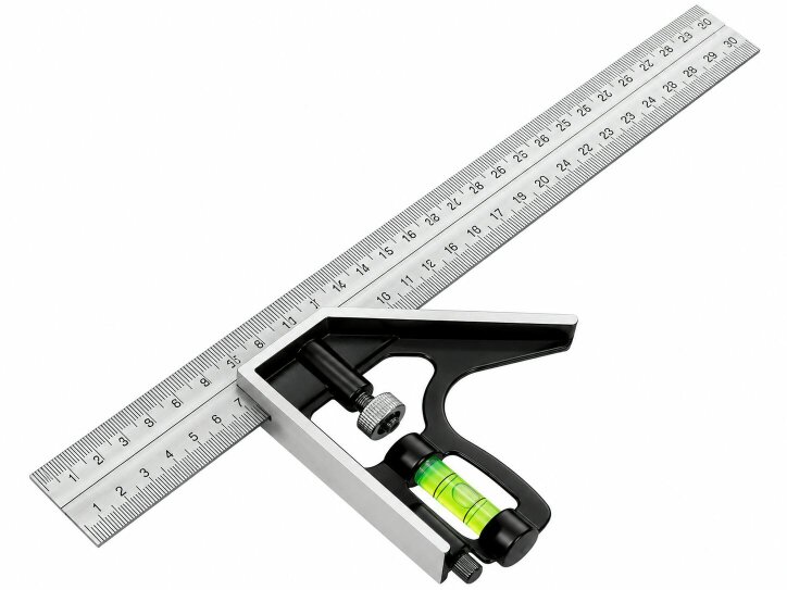 ATEK 300mm Combination Square Ruler with Spirit Level 45° 90° Adjustable Measuring Tool for Carpentry DIY