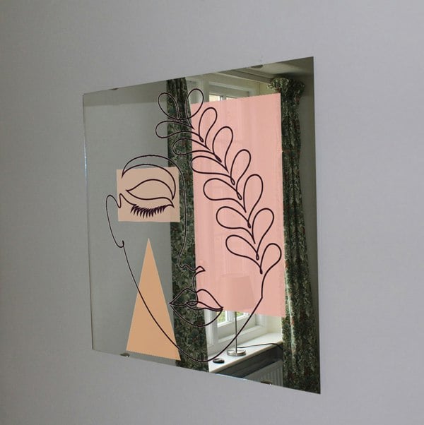 Benjamin Tate Design minimal line drawing of womans face (Mirror Art Print)