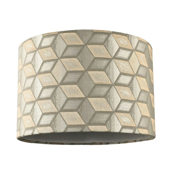 Contemporary Jacquard Drum Lamp Shade with Gold and Silver Diamonds Image 1