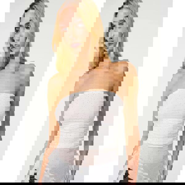 Pink Vanilla Asymmetric Diamante Bandeau Top