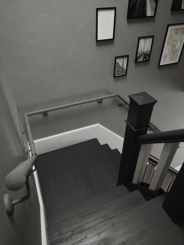Handrails Direct Luddington Textured Grey Quarter Landing Handrail