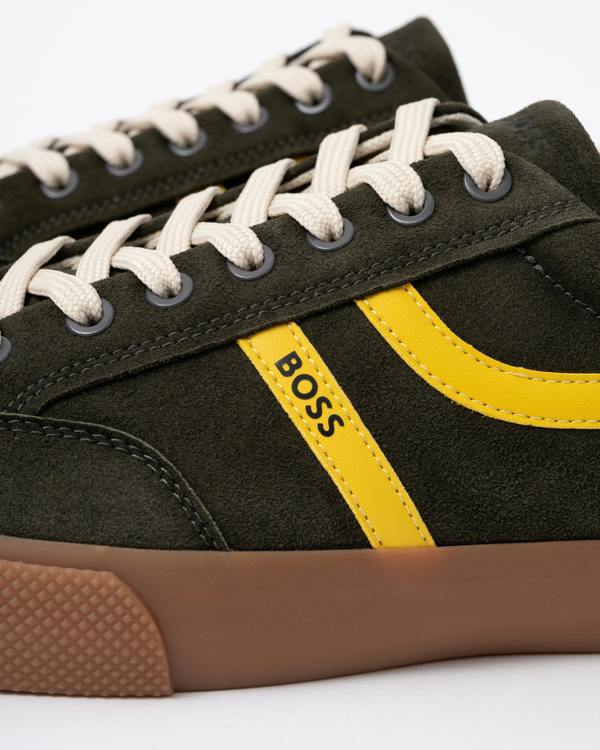 Close up of the BOSS Orange Aiden Tenn Mipu Mens Trainers - Dark Green 307