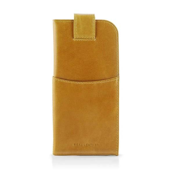 Front view of Yellow Leather Glasses Case