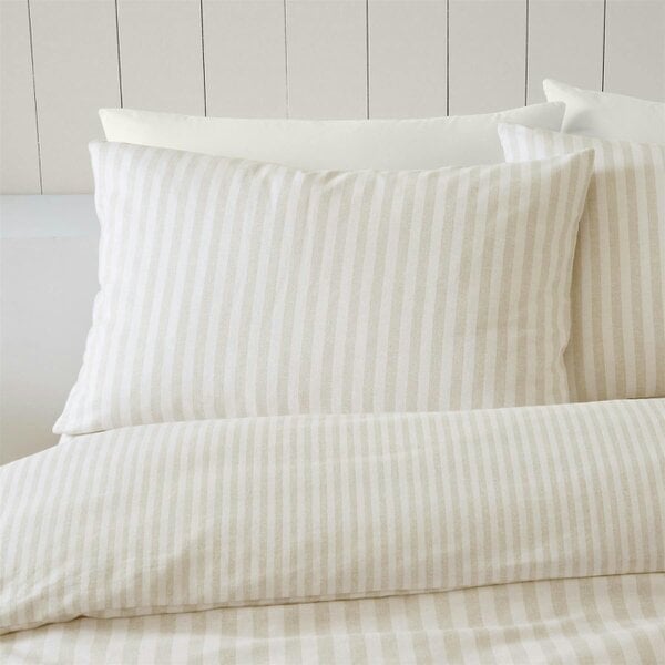 HomeSpace Direct Brushed Stripe Natural Duvet Cover Set