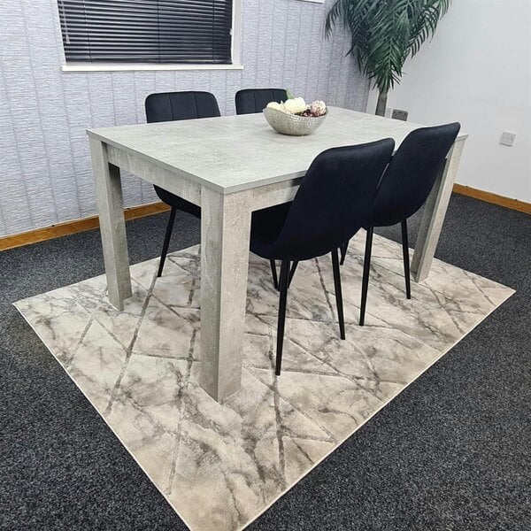 Kosy Koala Wooden Rectangle Dining Table Set With 4 Grey Velvet Chairs - Dining Room Furniture - Table + 4 black Chairs - 117cm (L) x 77cm (W)