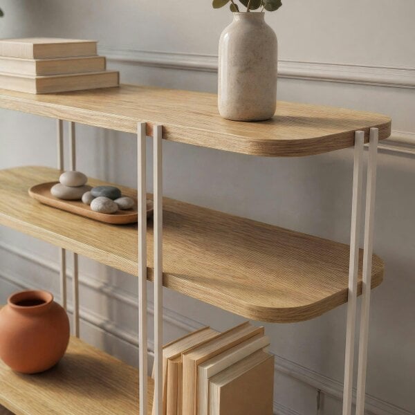 Decortie Notus 3 Tier Open Console Table with Metal Frame