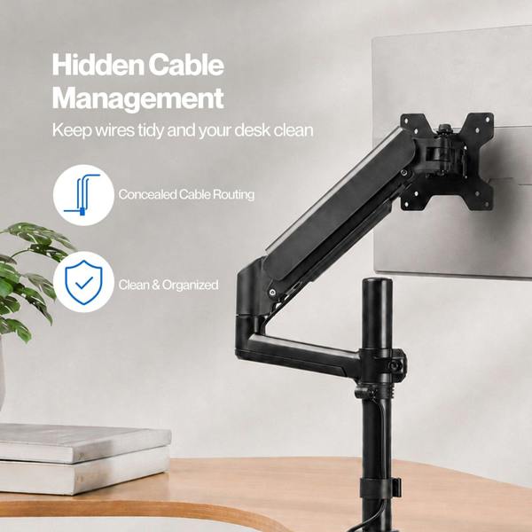 Levede Single Monitor Arm Adjustable Desk Mount with Cable Management Black