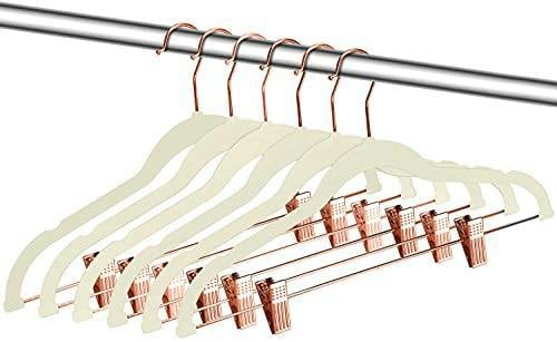 HYGRAD BUILT TO SURVIVE Pack of 12 Velvet Trousers Hangers Velvet Coat Hangers With Clips Velvet Hangers Wardrobe Clip Hangers Space Saving Hangers