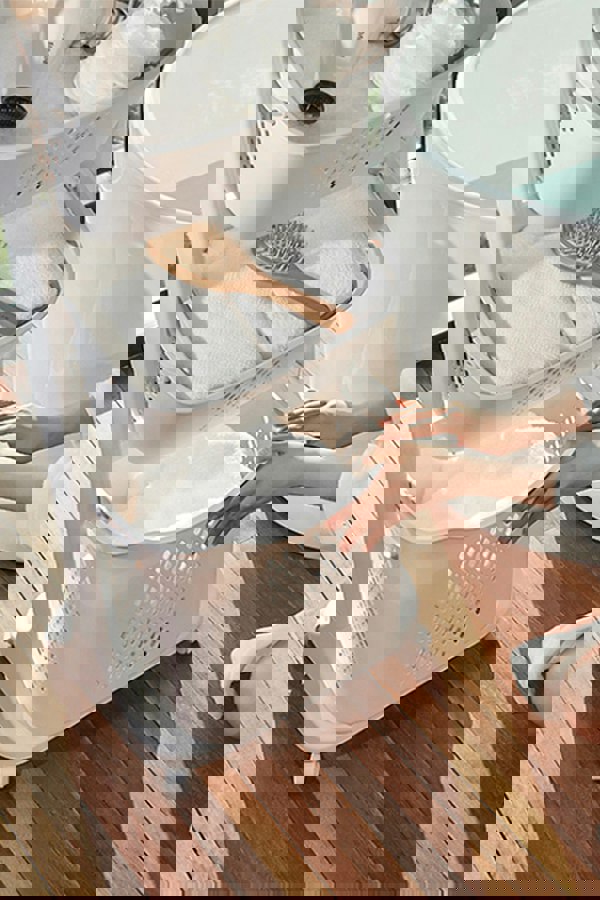 Living and Home 3 Compartments Laundry Basket Storage Basket Detachable Clothes Hamper Multi-Functional Rotatable Sorter Cart with Wheels Shelf