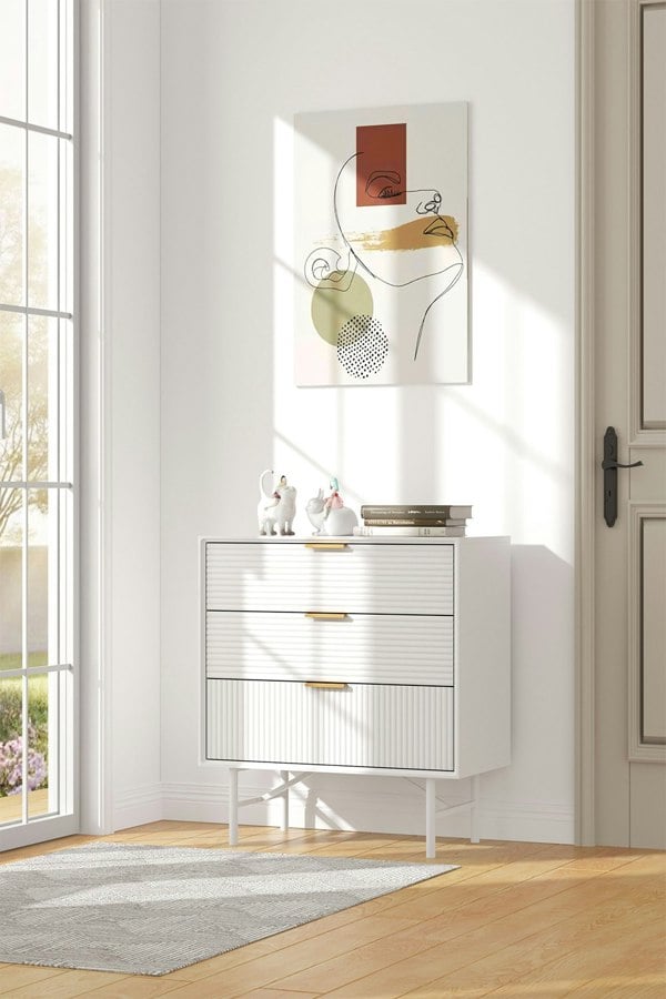 Living and Home 3-Tier Bedroom Striped Storage Cabinet
