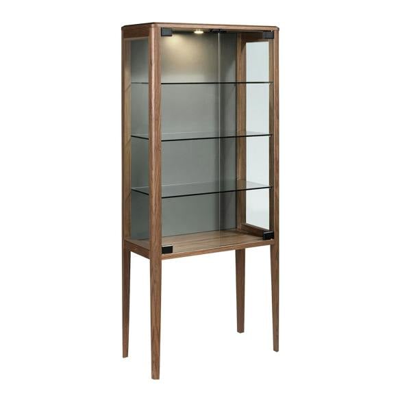 Angel Cerdá Tall sideboard in tempered glass and walnut with interior lighting 3292