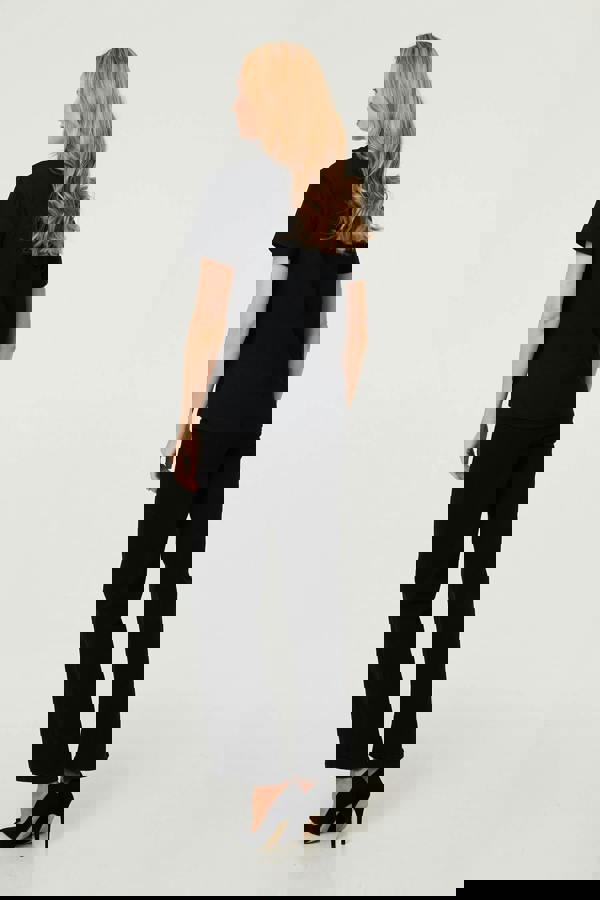 Black | Diamante Graphic Print Relaxed T-Shirt
