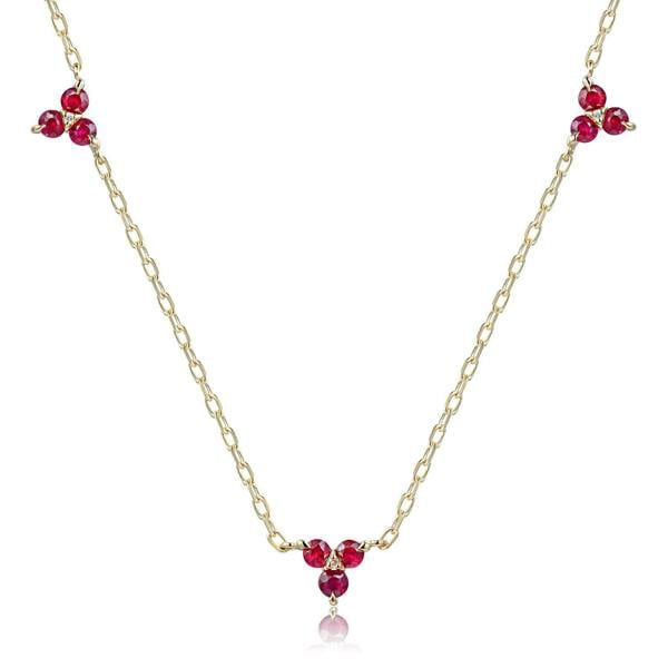 Sarah Layton Triple Ruby & Diamond Trefoil Necklace - 9ct Yellow Gold - NTN2173RD-3-9YG