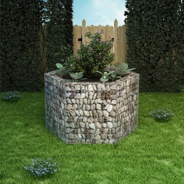 Berkfield Hexagonal Gabion Raised Bed 160x140x100 cm